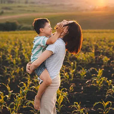 mother and a son